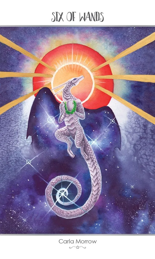 Six of Wands card from the 78 Tarot Astral deck