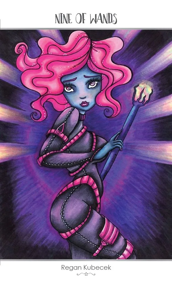 Nine of Wands card from the 78 Tarot Astral deck