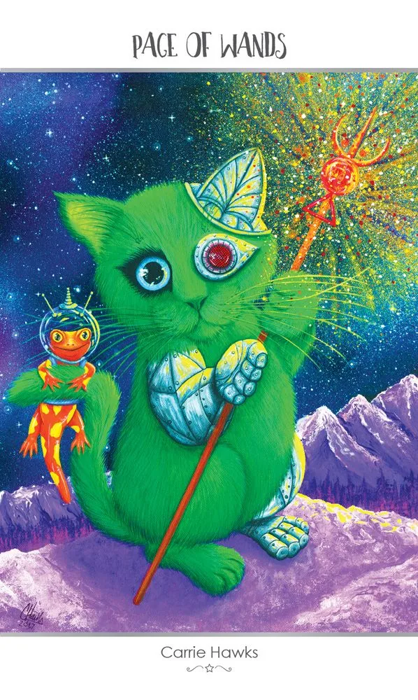 Page of Wands card from the 78 Tarot Astral deck