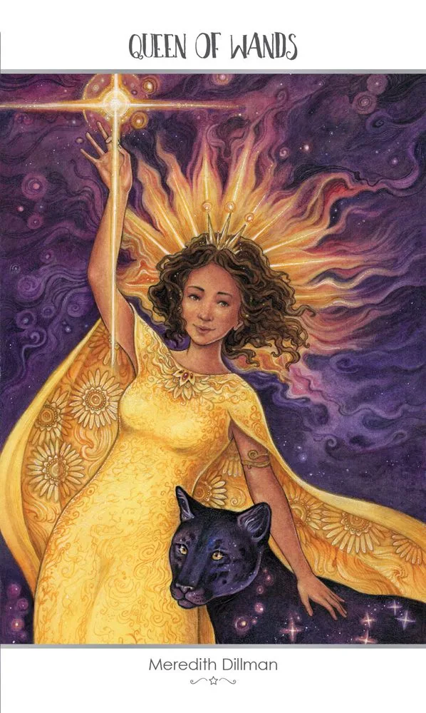 Queen of Wands card from the 78 Tarot Astral deck