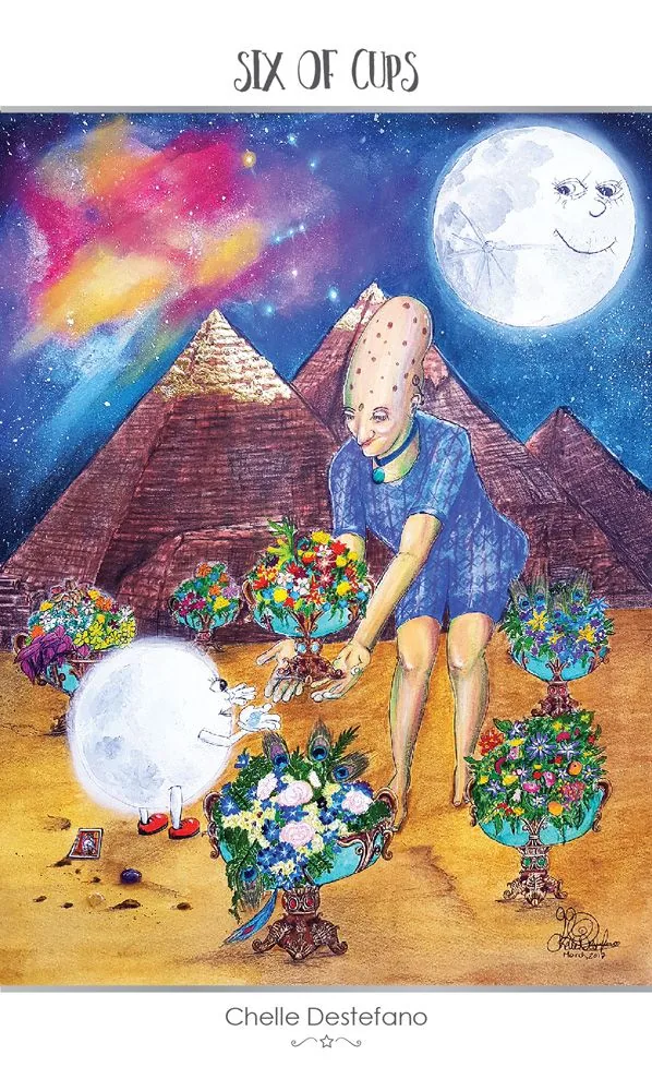 Six of Cups card from the 78 Tarot Astral deck