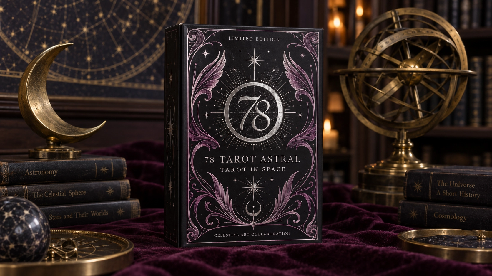 78 Tarot Astral Deck by Kayti Welsh 78 Tarot Astral Deck by Kayti Welsh in an astronomy-library product scene