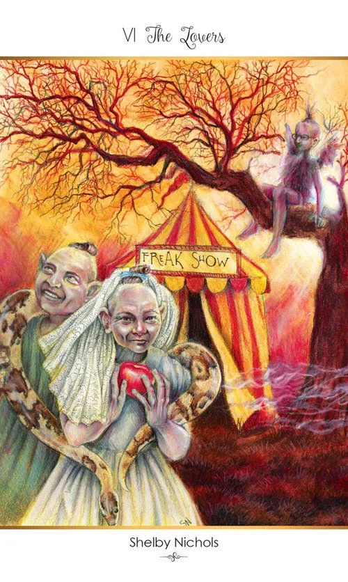 The Lovers card from the 78 Tarot Carnival deck