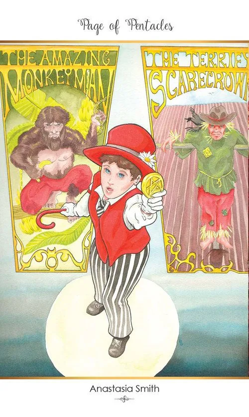 Page of Pentacles card from the 78 Tarot Carnival deck