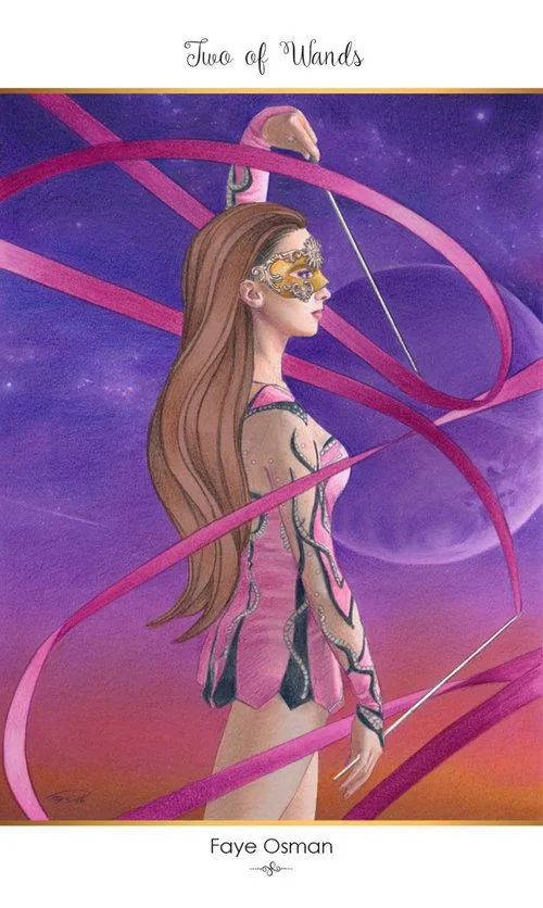 Two of Wands card from the 78 Tarot Carnival deck