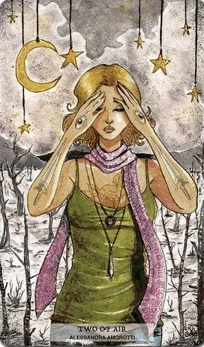Two of Swords card from the 78 Tarot Ecological deck