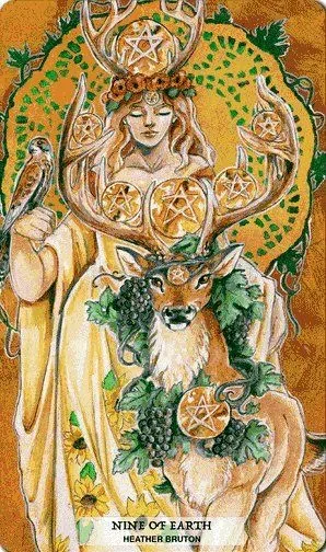 Nine of Pentacles card from the 78 Tarot Ecological deck