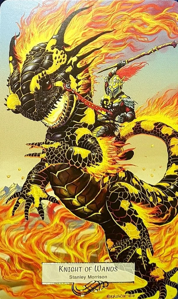 Knight of Wands variant card from the 78 Tarot Mythical deck