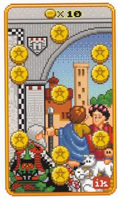 10 of Coins - SUPER 8-Bit Tarot - Tarot Deck by Indigo Kelleigh