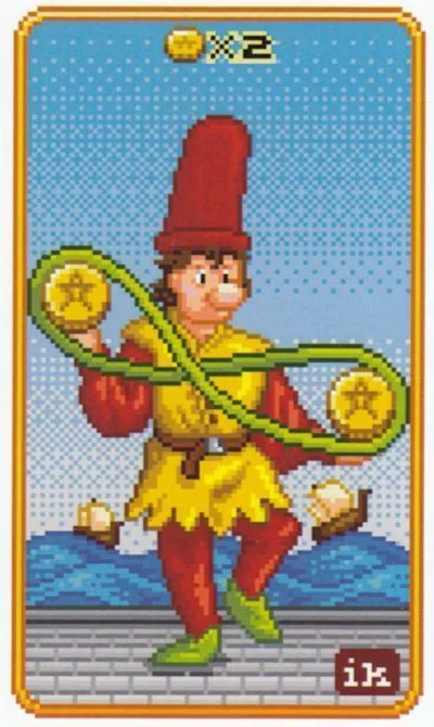 2 of Coins - SUPER 8-Bit Tarot - Tarot Deck by Indigo Kelleigh