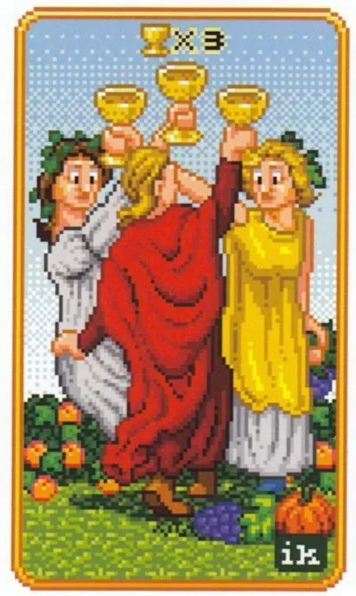 3 of Cups - SUPER 8-Bit Tarot - Tarot Deck by Indigo Kelleigh