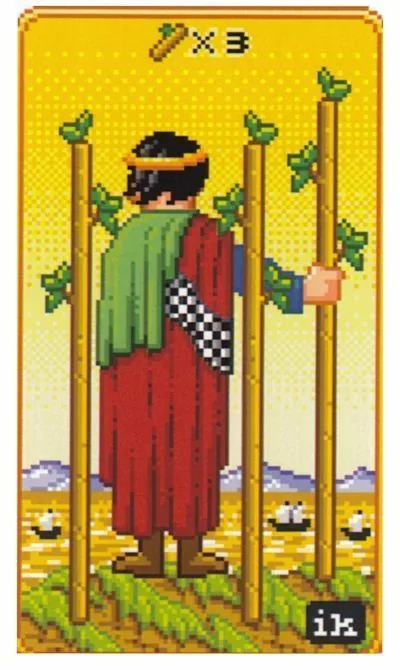 3 of Wands - SUPER 8-Bit Tarot - Tarot Deck by Indigo Kelleigh