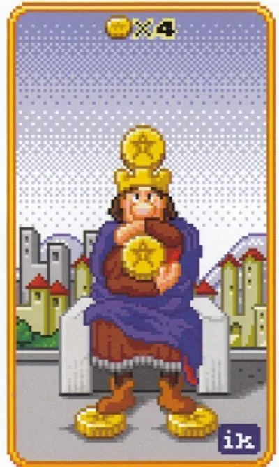 4 of Coins - SUPER 8-Bit Tarot - Tarot Deck by Indigo Kelleigh