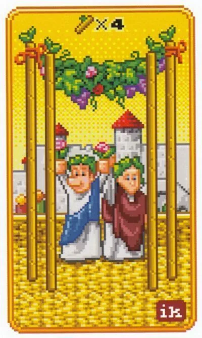 4 of Wands - SUPER 8-Bit Tarot - Tarot Deck by Indigo Kelleigh