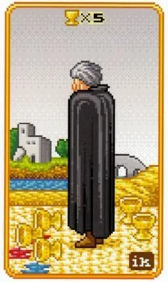 5 of Cups - SUPER 8-Bit Tarot - Tarot Deck by Indigo Kelleigh 5 of Cups - SUPER 8-Bit Tarot - Tarot Deck by Indigo Kelleigh