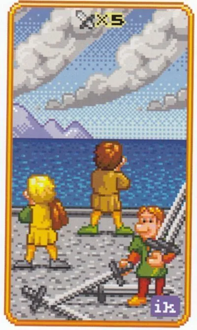 5 of Swords - SUPER 8-Bit Tarot - Tarot Deck by Indigo Kelleigh