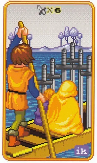 6 of Swords - SUPER 8-Bit Tarot - Tarot Deck by Indigo Kelleigh