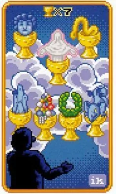 7 of Cups - SUPER 8-Bit Tarot - Tarot Deck by Indigo Kelleigh 7 of Cups - SUPER 8-Bit Tarot - Tarot Deck by Indigo Kelleigh