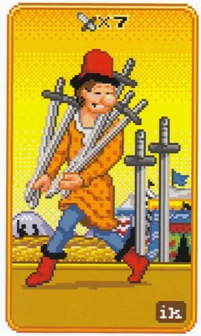 7 of Swords - SUPER 8-Bit Tarot - Tarot Deck by Indigo Kelleigh