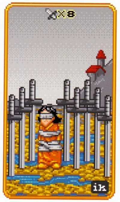 8 of Swords - SUPER 8-Bit Tarot - Tarot Deck by Indigo Kelleigh