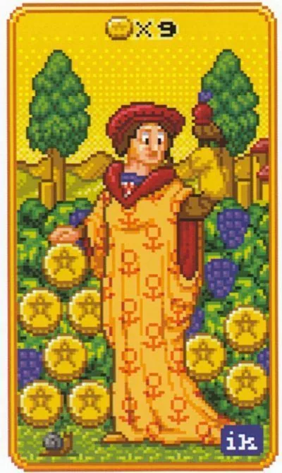 9 of Coins - SUPER 8-Bit Tarot - Tarot Deck by Indigo Kelleigh
