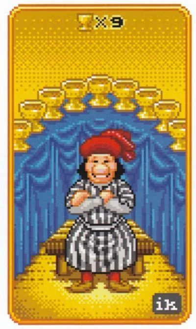 9 of Cups - SUPER 8-Bit Tarot - Tarot Deck by Indigo Kelleigh