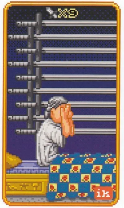 9 of Swords - SUPER 8-Bit Tarot - Tarot Deck by Indigo Kelleigh