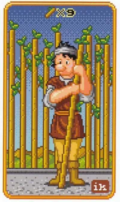 9 of Wands - SUPER 8-Bit Tarot - Tarot Deck by Indigo Kelleigh