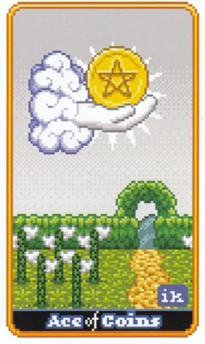 Ace of Coins - SUPER 8-Bit Tarot - Tarot Deck by Indigo Kelleigh