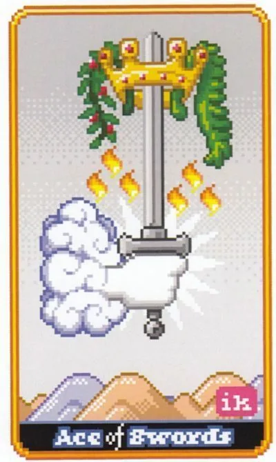 Ace of Swords - SUPER 8-Bit Tarot - Tarot Deck by Indigo Kelleigh