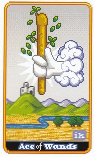 Ace of Wands - SUPER 8-Bit Tarot - Tarot Deck by Indigo Kelleigh Ace of Wands - SUPER 8-Bit Tarot - Tarot Deck by Indigo Kelleigh