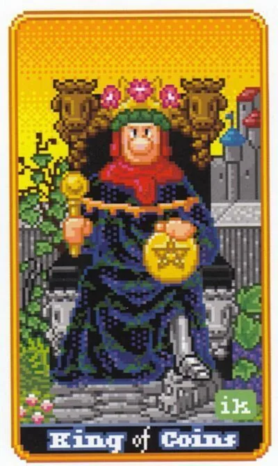 King of Coins - SUPER 8-Bit Tarot - Tarot Deck by Indigo Kelleigh