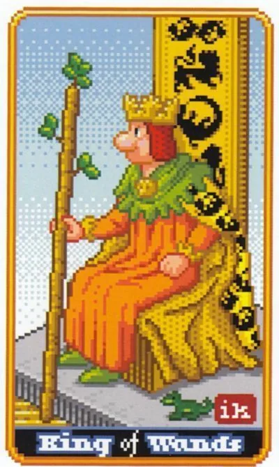 King of Wands - SUPER 8-Bit Tarot - Tarot Deck by Indigo Kelleigh