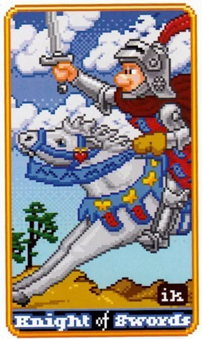 Knight of Swords - SUPER 8-Bit Tarot - Tarot Deck by Indigo Kelleigh