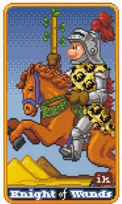 Knight of Wands - SUPER 8-Bit Tarot - Tarot Deck by Indigo Kelleigh