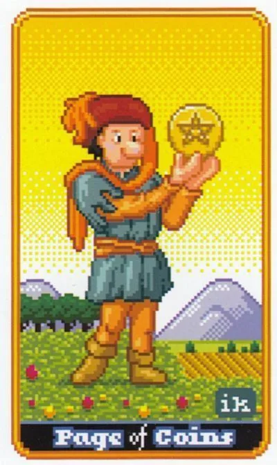 Page of Coins - SUPER 8-Bit Tarot - Tarot Deck by Indigo Kelleigh