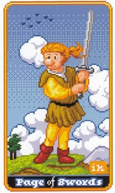 Page of Swords - SUPER 8-Bit Tarot - Tarot Deck by Indigo Kelleigh