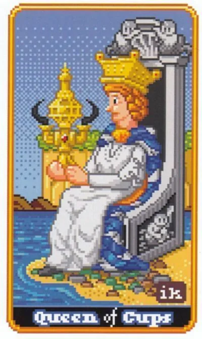 Queen of Cups - SUPER 8-Bit Tarot - Tarot Deck by Indigo Kelleigh