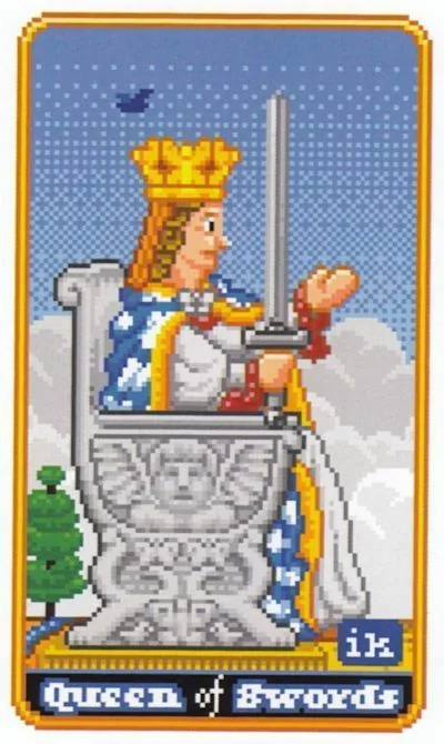 Queen of Swords - SUPER 8-Bit Tarot - Tarot Deck by Indigo Kelleigh