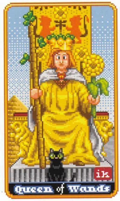 Queen of Wands - SUPER 8-Bit Tarot - Tarot Deck by Indigo Kelleigh