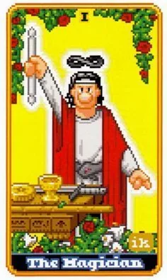 The Magician - SUPER 8-Bit Tarot - Tarot Deck by Indigo Kelleigh The Magician - SUPER 8-Bit Tarot - Tarot Deck by Indigo Kelleigh