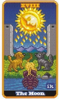 The Moon - SUPER 8-Bit Tarot - Tarot Deck by Indigo Kelleigh The Moon - SUPER 8-Bit Tarot - Tarot Deck by Indigo Kelleigh