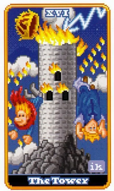 The Tower - SUPER 8-Bit Tarot - Tarot Deck by Indigo Kelleigh