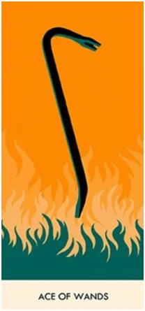 Ace of Wands card from the A Wicked Pack of Cards Tarot deck
