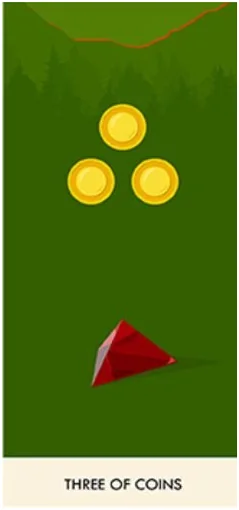 3 of Coins - A Wicked Pack of Cards Tarot - Tarot Deck by Ronald Decker, Thierry Depaulis and Michael Dummett