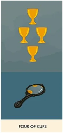 4 of Cups - A Wicked Pack of Cards Tarot - Tarot Deck by Ronald Decker, Thierry Depaulis and Michael Dummett