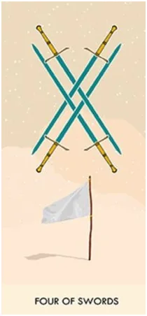 4 of Swords - A Wicked Pack of Cards Tarot - Tarot Deck by Ronald Decker, Thierry Depaulis and Michael Dummett