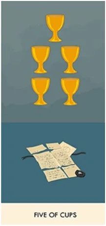 5 of Cups - A Wicked Pack of Cards Tarot - Tarot Deck by Ronald Decker, Thierry Depaulis and Michael Dummett