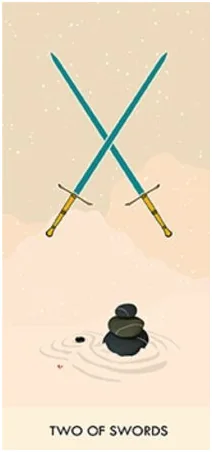 2 of Swords card from the A Wicked Pack of Cards Tarot deck