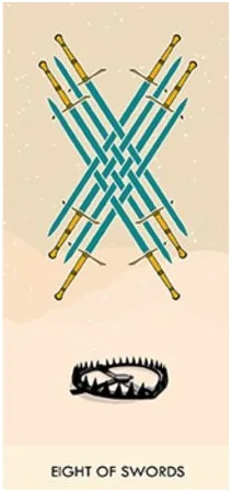 8 of Swords - A Wicked Pack of Cards Tarot - Tarot Deck by Ronald Decker, Thierry Depaulis and Michael Dummett